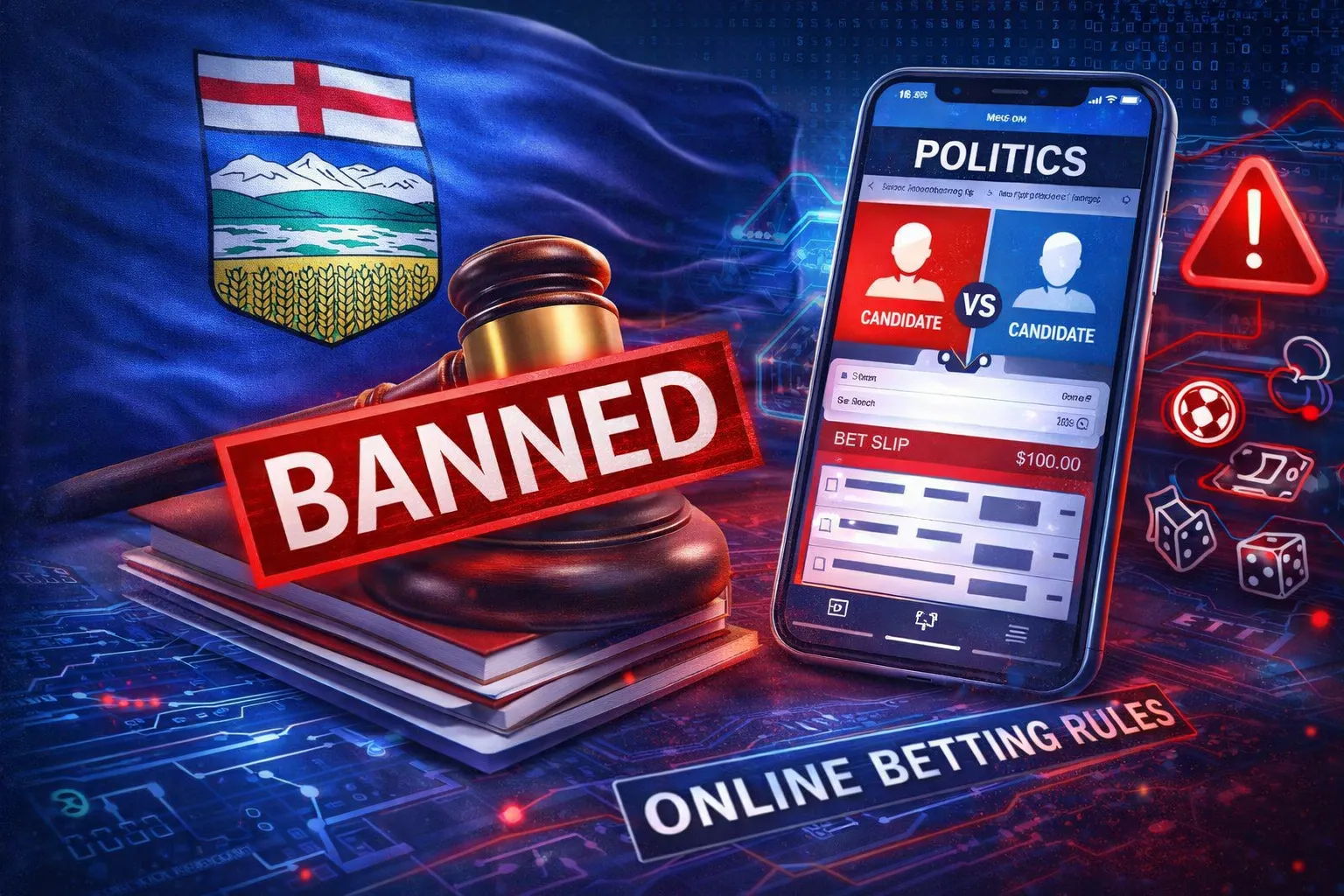 News illustration about Alberta banning political betting under updated iGaming rules