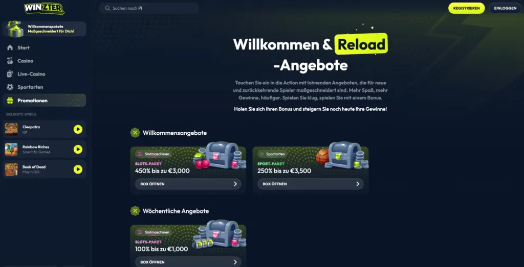Willkommensbonus: Zwei Optionen