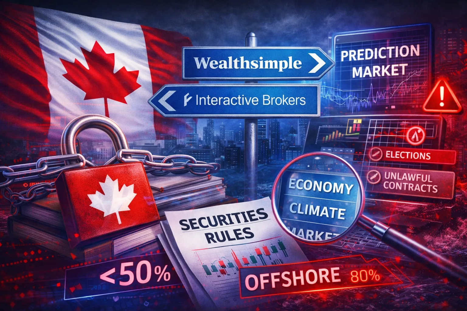 News illustration about Canada limiting prediction market access to regulated event contracts under securities rules