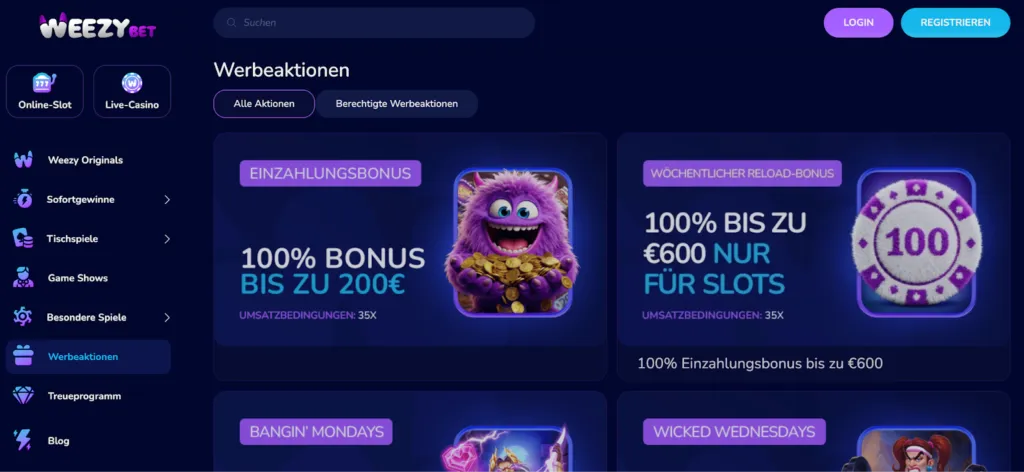 Boni für deutsche Spieler